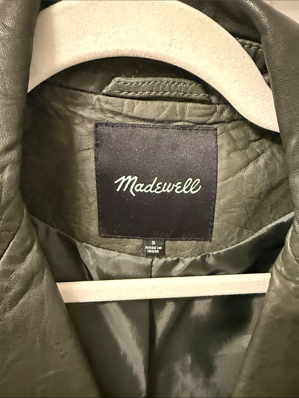 Madewell Olive Green Leather Moto Jacket - Picture 2 of 5